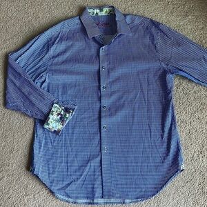 Robert Graham Blue White Check Paris French Button Down Shirt